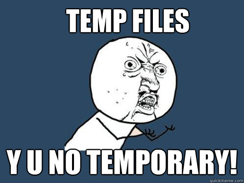 Temp files y u no temporary! - Temp files y u no temporary!  Y U No