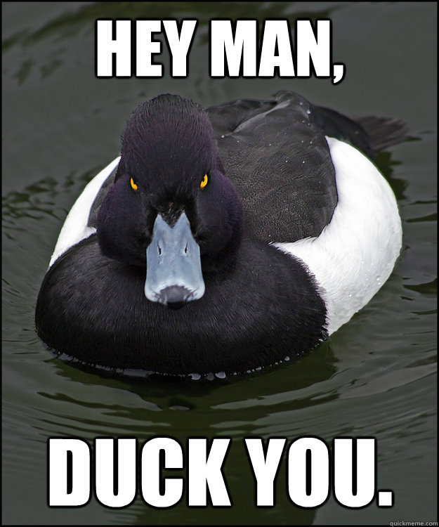 Hey man, Duck you. - Hey man, Duck you.  Angry Advice Duck