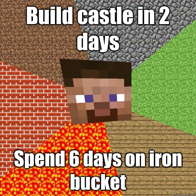 Build castle in 2 days Spend 6 days on iron bucket - Build castle in 2 days Spend 6 days on iron bucket  Minecraft