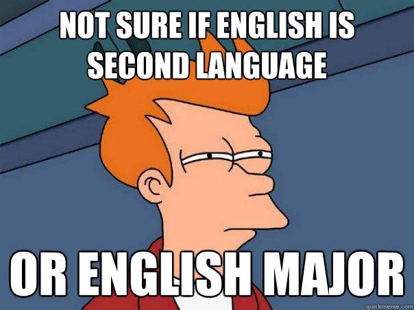 Not Sure If English Is Second Language Or English Major Futurama Fry 