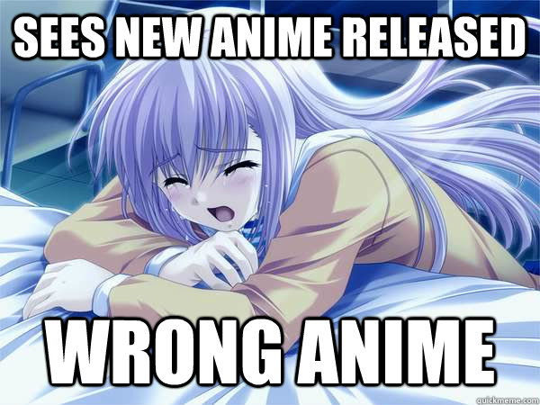 sees new anime released wrong anime - sees new anime released wrong anime  First World Anime Problems