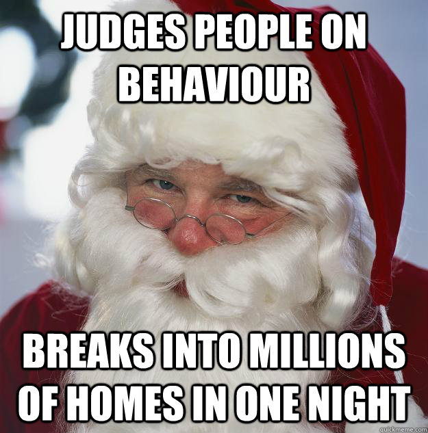 Judges people on behaviour breaks into millions of homes in one night  Scumbag Santa