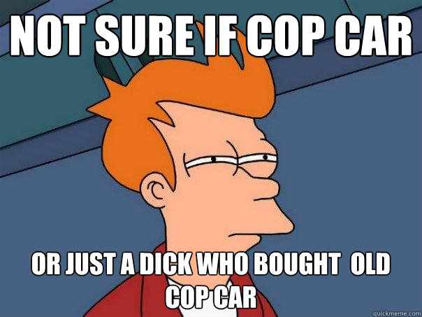 Not Sure If cop car Or Just a dick who bought  old cop car  Futurama Fry