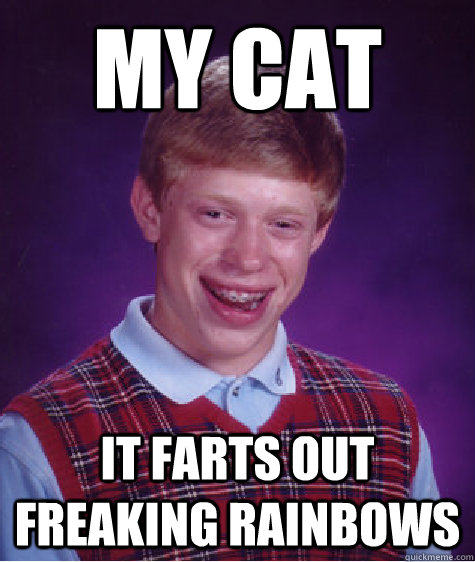 my cat it farts out freaking rainbows - my cat it farts out freaking rainbows  Bad Luck Brian