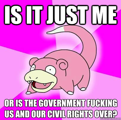 Is it just me or is the Government fucking us and our civil rights over?  Slowpoke