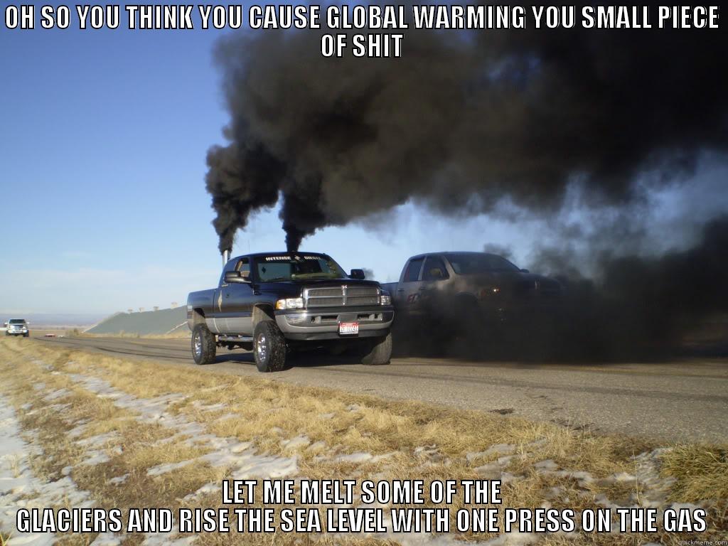 Diesel smoke - OH SO YOU THINK YOU CAUSE GLOBAL WARMING YOU SMALL PIECE OF SHIT LET ME MELT SOME OF THE GLACIERS AND RISE THE SEA LEVEL WITH ONE PRESS ON THE GAS Misc