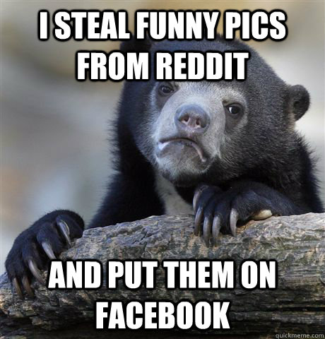 I STEAL FUNNY PICS FROM REDDIT AND PUT THEM ON FACEBOOK  Confession Bear