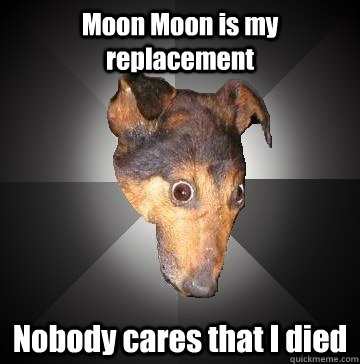 Moon Moon is my replacement Nobody cares that I died  Depression Dog