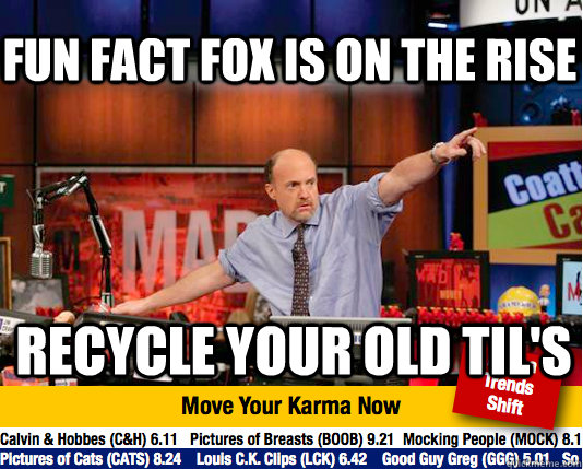 Fun fact fox is on the rise recycle your old Til's  Mad Karma with Jim Cramer