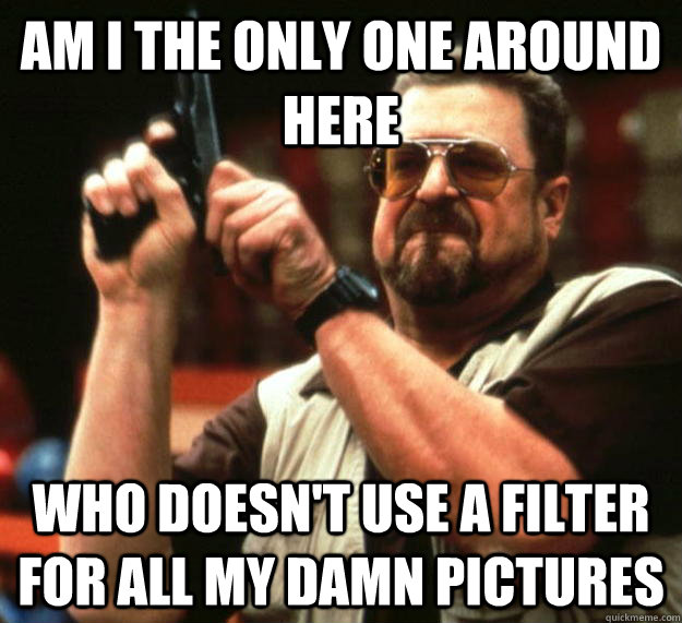 am I the only one around here Who doesn't use a filter for all my damn pictures  Angry Walter