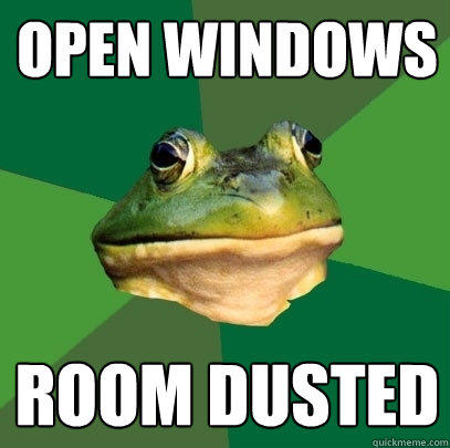 Open windows room dusted  