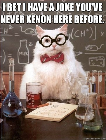 I bet I have a joke you've never xenon here before.   Chemistry Cat