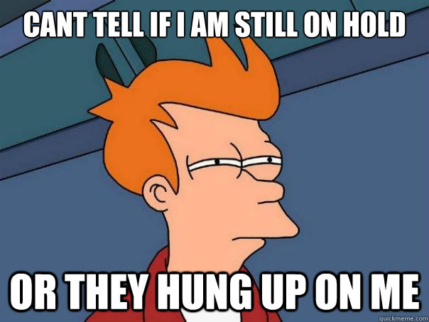 Cant tell if I am still on hold or they hung up on me  Futurama Fry