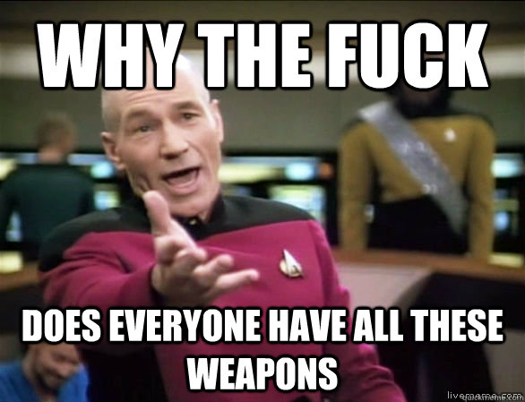 why the fuck Does everyone have all these weapons  Annoyed Picard HD