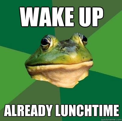 Wake up already Lunchtime  Foul Bachelor Frog