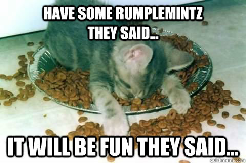 HAVE SOME RUMPLEMINTZ                THEY SAID... IT WILL BE FUN THEY SAID...  The Rumplemintz Cat