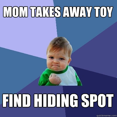 Mom takes away toy Find Hiding spot  Success Kid