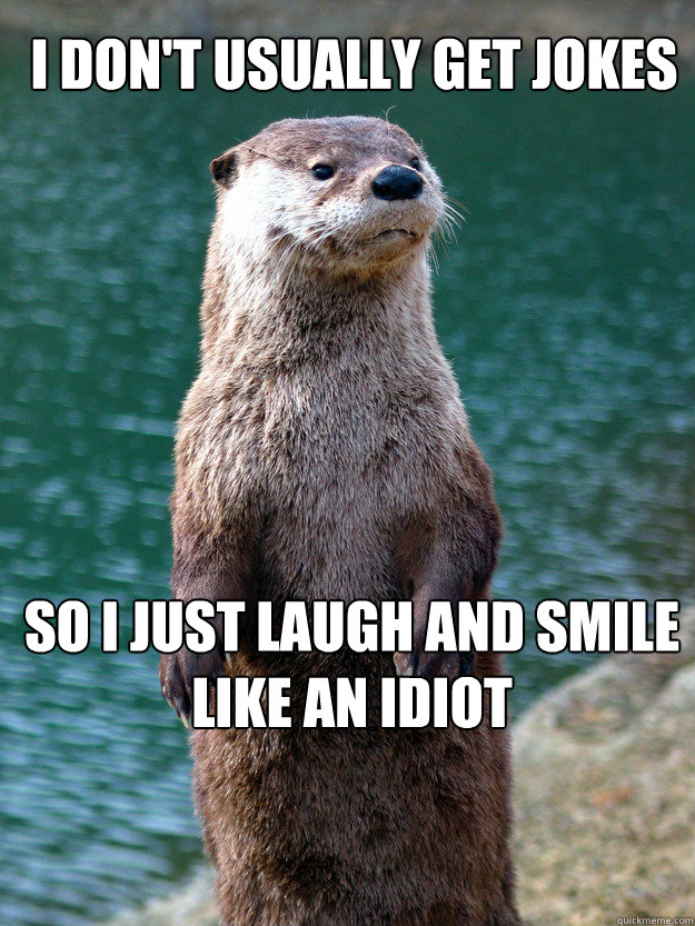 I don't usually get jokes So I just laugh and smile like an idiot - I don't usually get jokes So I just laugh and smile like an idiot  Ottie the Autistic Otter