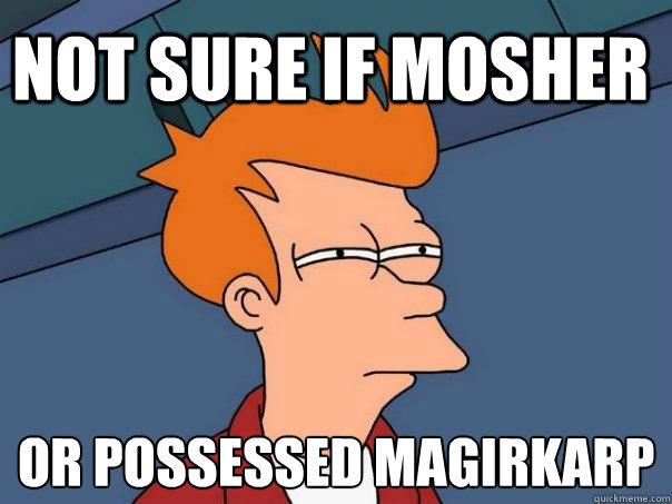 Not sure if mosher Or possessed magirkarp  Futurama Fry