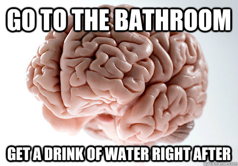 Go to the bathroom get a drink of water right after  Scumbag Brain