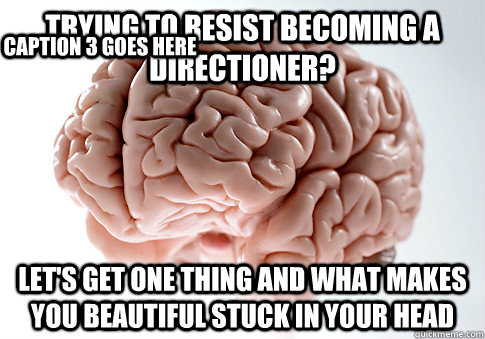 Trying to resist becoming a Directioner? Let's get One Thing and What Makes you Beautiful stuck in your head Caption 3 goes here - Trying to resist becoming a Directioner? Let's get One Thing and What Makes you Beautiful stuck in your head Caption 3 goes here  Scumbag Brain