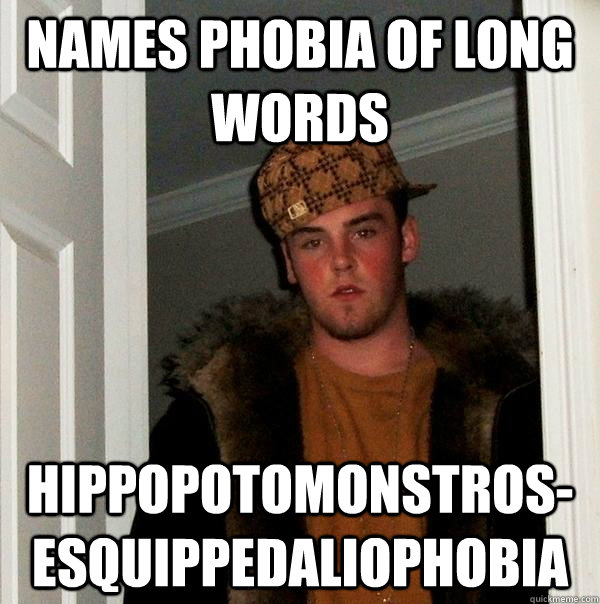 Names phobia of long words hippopotomonstros-esquippedaliophobia  Scumbag Steve