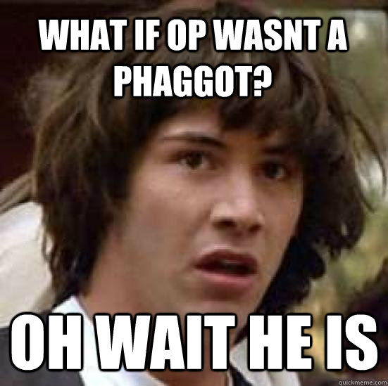 WHat if op wasnt a phaggot? oh wait he is  conspiracy keanu