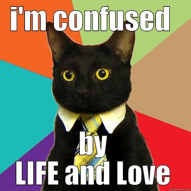 I'M CONFUSED  BY LIFE AND LOVE Business Cat