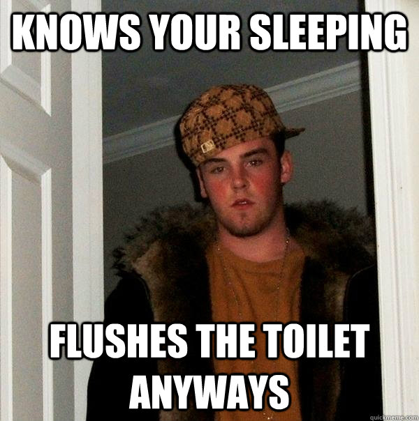 Knows your sleeping Flushes the Toilet anyways  Scumbag Steve