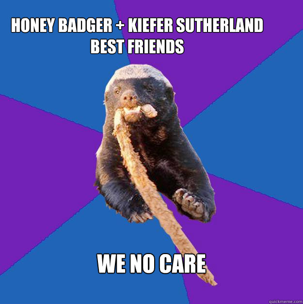 we no care Honey badger + kiefer sutherland 
best friends  Honey Badger Dont Care