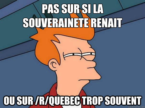 Pas sur si la
souverainete renait Ou sur /r/quebec trop souvent - Pas sur si la
souverainete renait Ou sur /r/quebec trop souvent  Futurama Fry