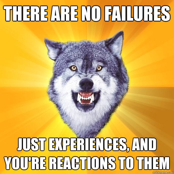 there are no failures just experiences, and you're reactions to them  Courage Wolf