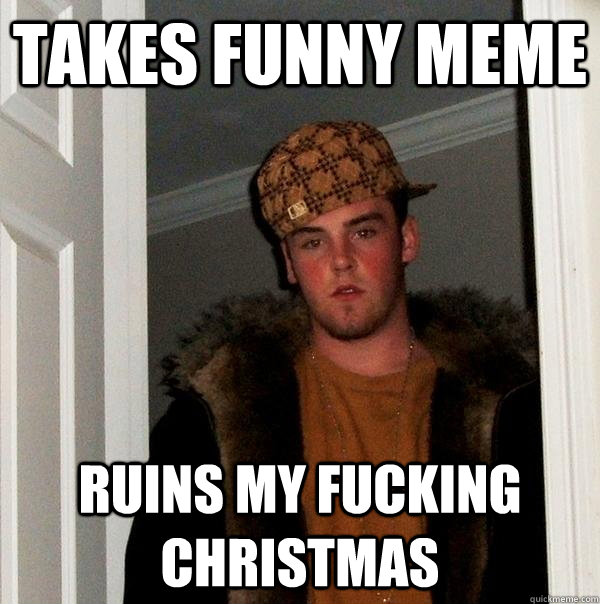 TAKES FUNNY MEME RUINS MY FUCKING CHRISTMAS - TAKES FUNNY MEME RUINS MY FUCKING CHRISTMAS  Scumbag Steve