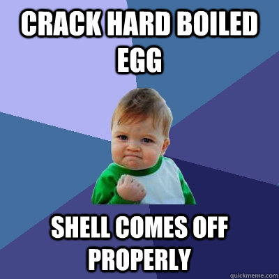 crack hard boiled egg shell comes off properly - crack hard boiled egg shell comes off properly  Success Kid