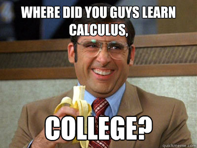 Where did you guys learn calculus, College?  - Where did you guys learn calculus, College?   Brick Tamland