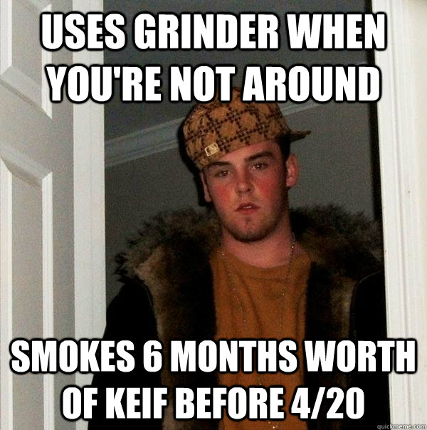 Uses grinder when you're not around Smokes 6 months worth of Keif before 4/20 - Uses grinder when you're not around Smokes 6 months worth of Keif before 4/20  Scumbag Steve