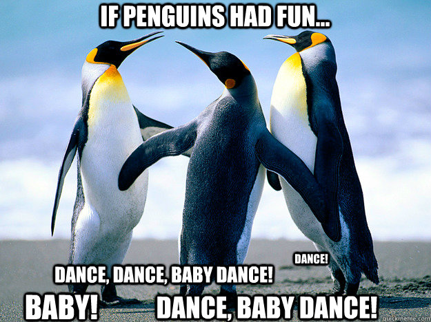 if penguins had fun... dance, baby dance!  dance, dance, baby DANCE! DANCE! baby! - if penguins had fun... dance, baby dance!  dance, dance, baby DANCE! DANCE! baby!  penguins