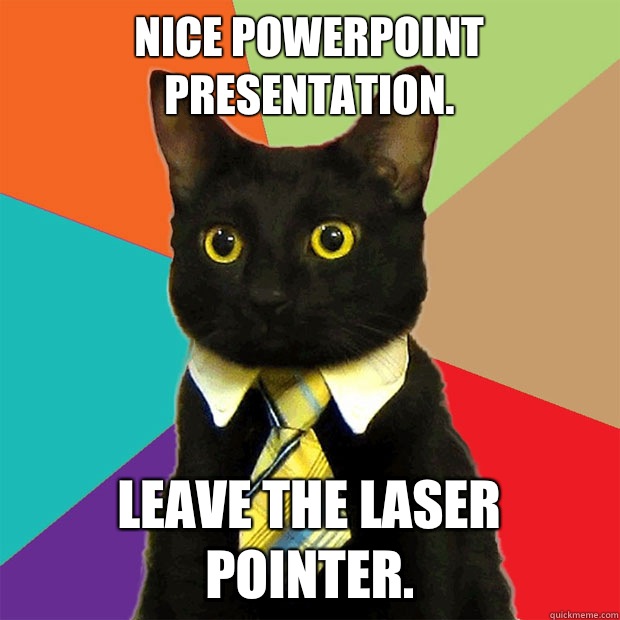 NICE POWERPOINT PRESENTATION. LEAVE THE LASER POINTER.  Business Cat