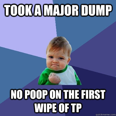 Took a major dump No poop on the first wipe of tp  Success Kid