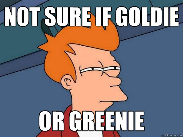 Not sure if goldie Or greenie  Futurama Fry