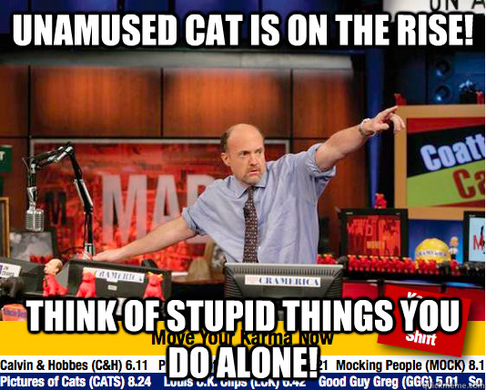 Unamused cat is on the rise! Think of stupid things you do alone! - Unamused cat is on the rise! Think of stupid things you do alone!  Mad Karma with Jim Cramer