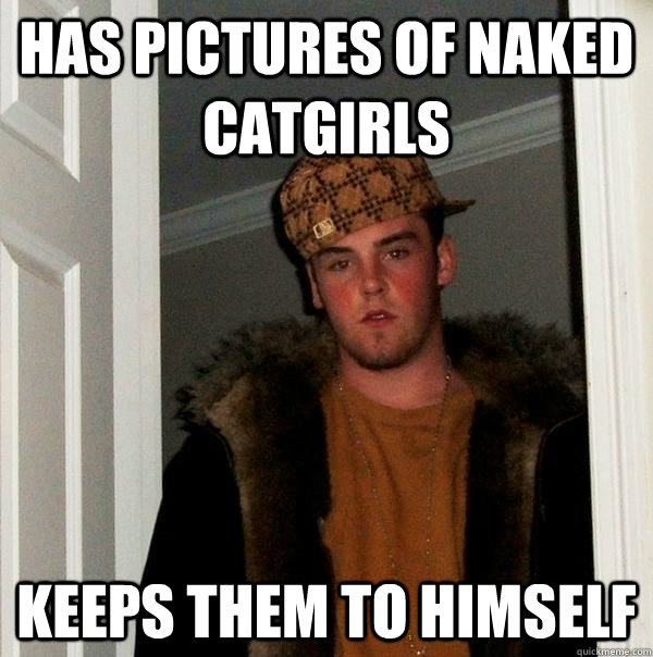 has pictures of naked catgirls keeps them to himself  Scumbag Steve