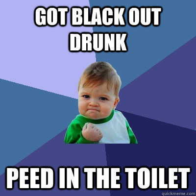 Got black out drunk peed in the toilet  Success Kid