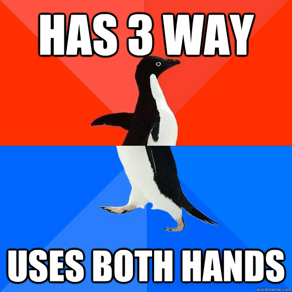 Has 3 way Uses both hands - Has 3 way Uses both hands  Socially Awesome Awkward Penguin