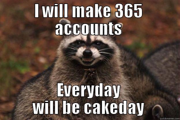 I WILL MAKE 365 ACCOUNTS EVERYDAY WILL BE CAKEDAY Evil Plotting Raccoon