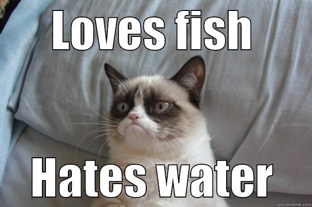 LOVES FISH HATES WATER Grumpy Cat