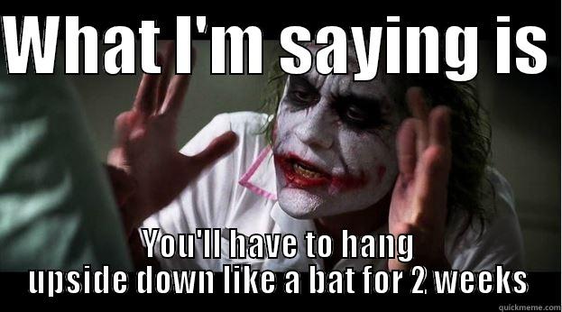 WHAT I'M SAYING IS  YOU'LL HAVE TO HANG UPSIDE DOWN LIKE A BAT FOR 2 WEEKS Joker Mind Loss