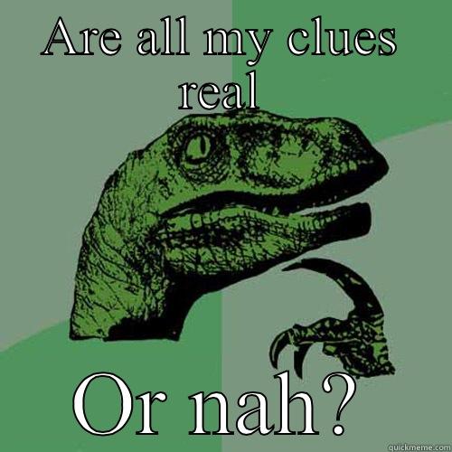 ARE ALL MY CLUES REAL OR NAH? Philosoraptor