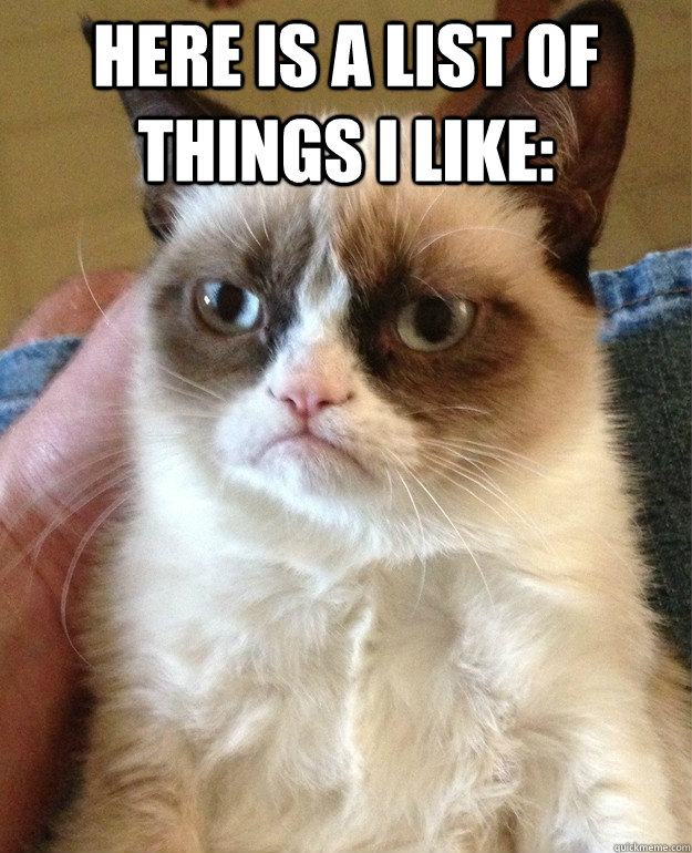 Here is a list of things I like:   Grumpy Cat