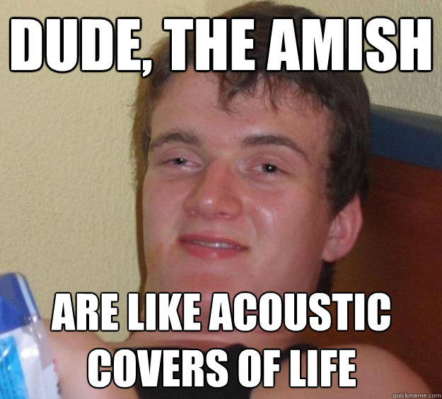 Dude, The Amish are like acoustic covers of life  10 Guy